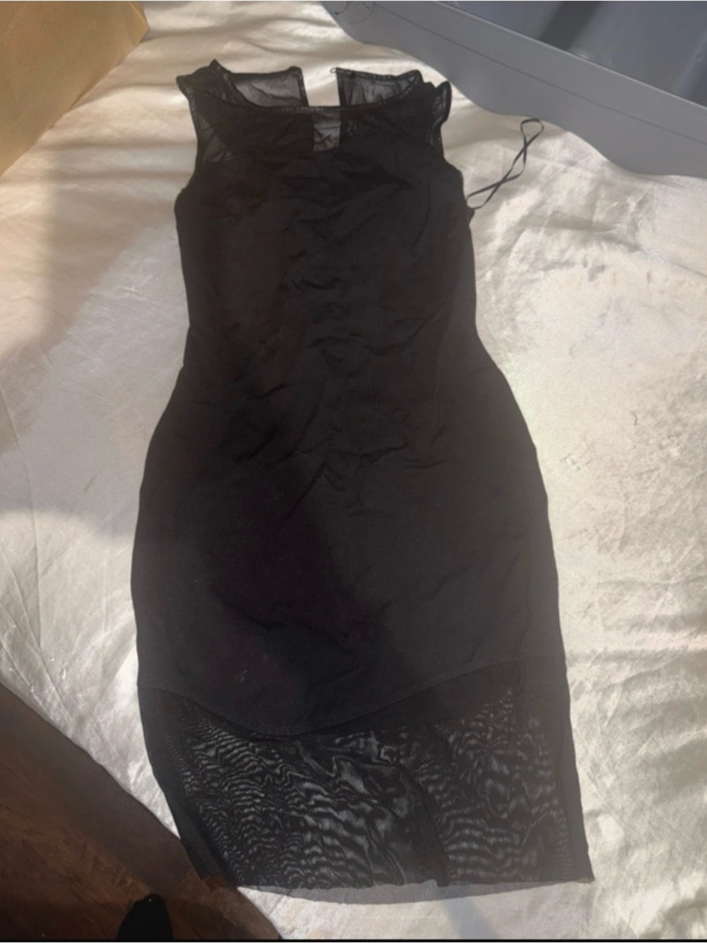 Guess Black Sheer Panel Bodycon Dress